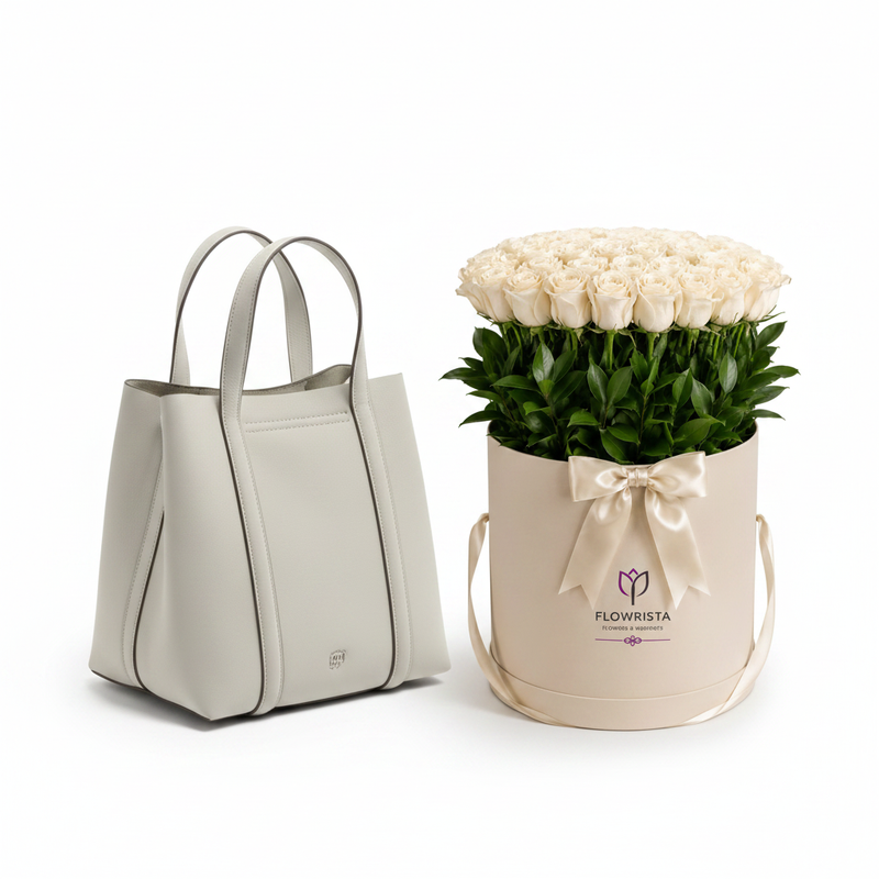 Parfois Tote with Flowrista 100 White Roses
