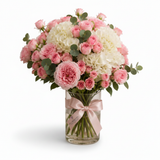 Pink Roses Vase - Flowrista Branded - Clean White
