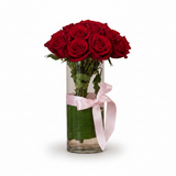 Red Roses Vase - Clean White Background