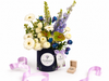 Silvara Round Solitaire Pavé Shoulder Ring & Blue & White Mixed Flower Flowrista Hat Box