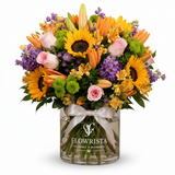 Sunflower & Mixed Flower Vase - Clean White