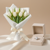 White Tulips & Diamond Ring Gift Set